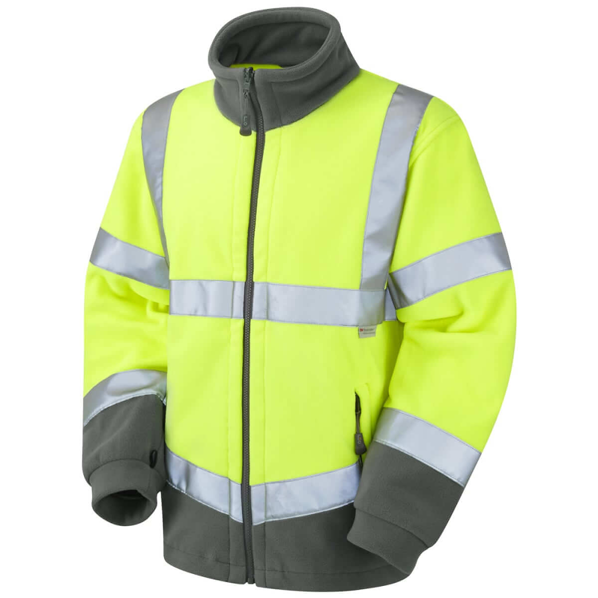 Leo Workwear F01-Y Hartland Two Tone EcoViz Hi Vis Fleece Jacket Yellow /  Graphite Grey